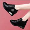 Women Leather Platform Sneakers Wedges Vulcanized Shoes Lace-up Comfortable Sneakers Round Toe Waterproof Non-slip Casual Shoes