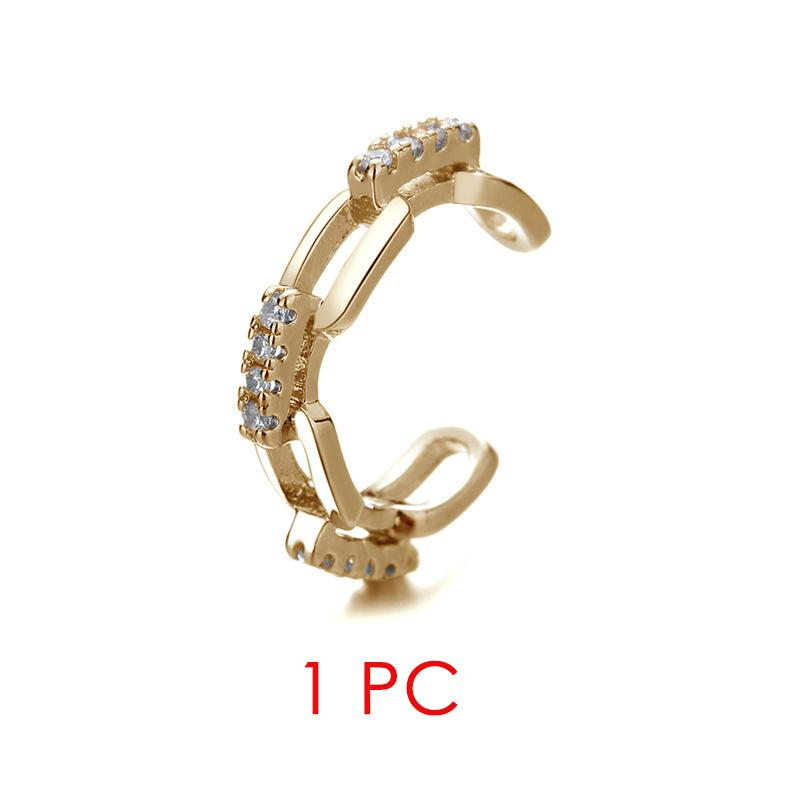 

Fake Piercing Ear Cuff For Women Hip-hop Rock Cubic Zirconia 1PC Silver Color Cuban Chain Cartilage Clip Earrings KAE330