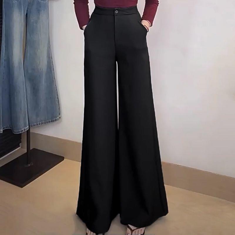 

High-Waist Micro-Flare Drape Pants (Slimming, Tummy-Concealing) Extra Large