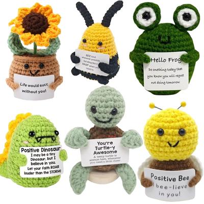 Muñeca de Ganchillo con Energía Positiva con Tarjeta de Afirmación Divertida Hecha a Mano Creativa Tortugas Marinas Regalo para Navidad Año Nuevo Cumpleaños