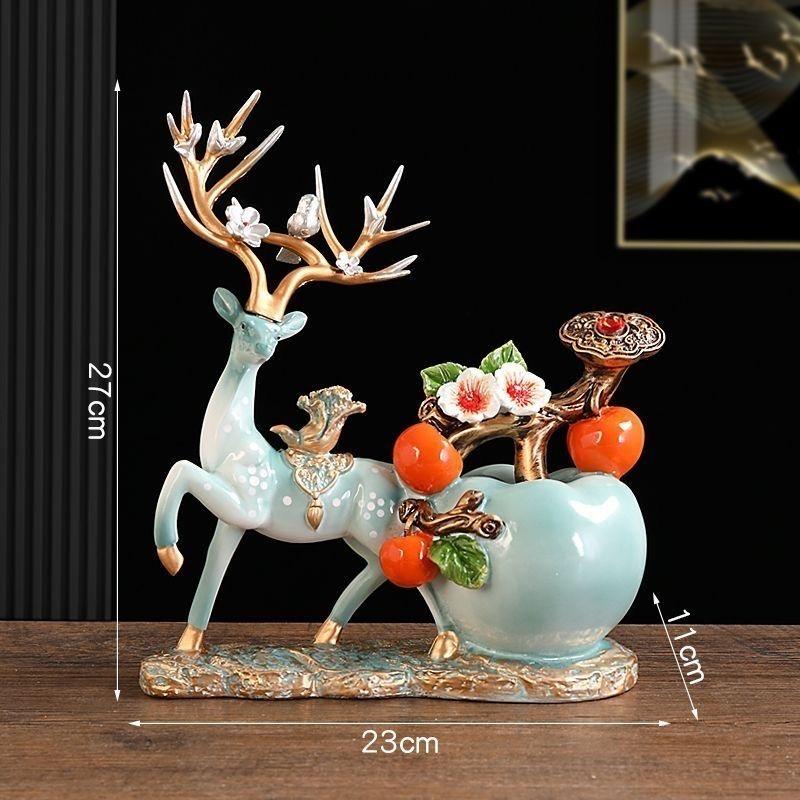 Deer Figurine Storage Ornament, Lucky Wealth Deer Decor for Desk & TV Cabinet