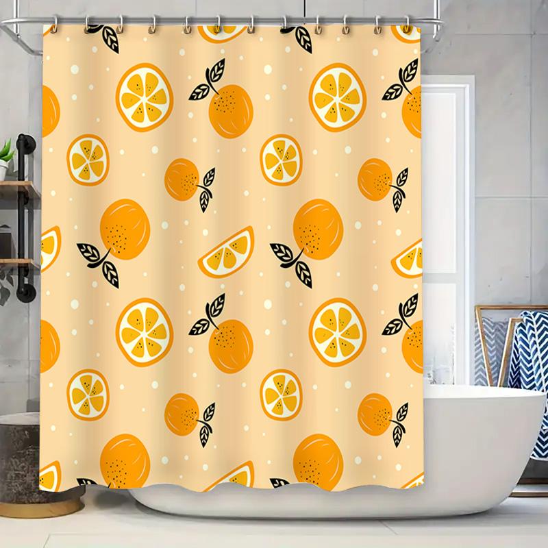 

Современный стиль Лимонный принт Набор занавесок для ванны и душа для декора ванной комнаты Оранжевый Желтый Цветочный узор Сделано из водонепроницаемого полиэстера 90x180cm