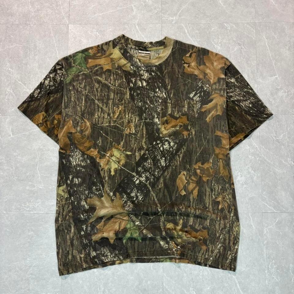 Zielono-brązowa koszulka z kamuflażem Realtree, w stylu streetwear #skaterstyle Koszulka Unisex