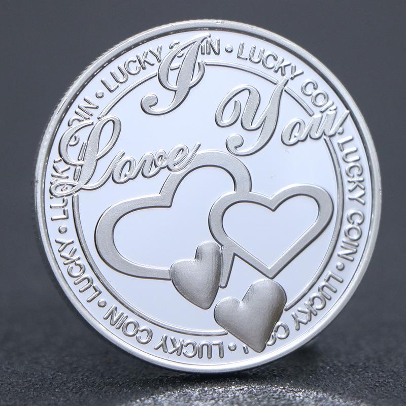 I Love You Four-Leaf Clover Lucky Silver-Plated Coin серебряный