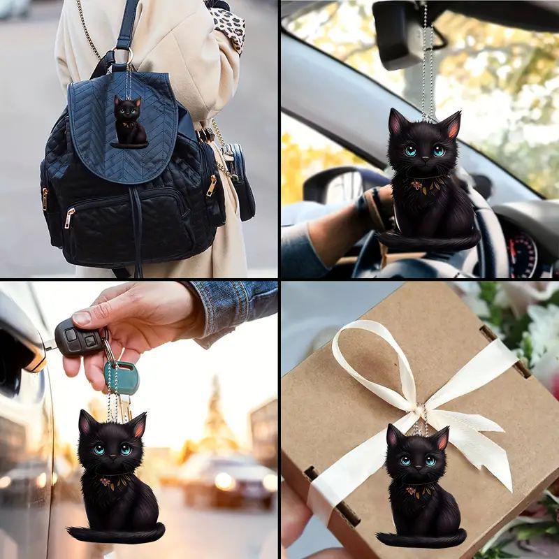 Acrylic Cat Hanging Ornament for Car Interior Halloween Decor