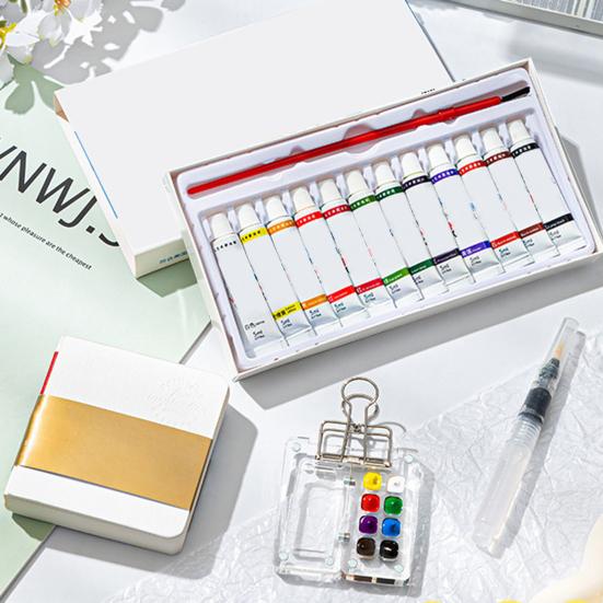 Mini-Aquarellfarbenkasten, Taschen-Reiseset für Künstler, 8/15-Farben-Palette, Walnussholz, Metallclip, tragbarer Aquarellstift