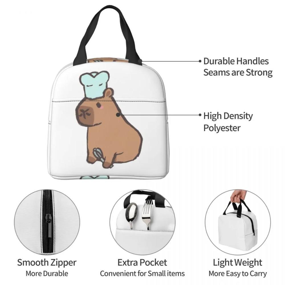 Chef Capybara Insulated Lunch Bag for Women Children Portable Food Boxes Thermal Lunch Box Tote