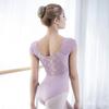 Womens Ballet Leotard With Lace Jacquard High-Waist Fit Backless Dancewear Adult Practice Fall Winter