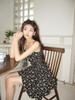 Spring/Summer 2026 Black Floral Tea Dress - Women's Short Camisole Skirt