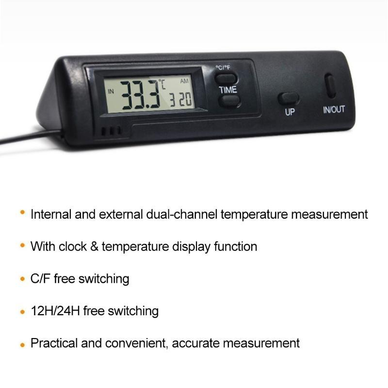 Indoor Convenient Temperature Probe in out Lcd Dual-way Digital Thermometer Clock Thin for Shell Portable Temp Te