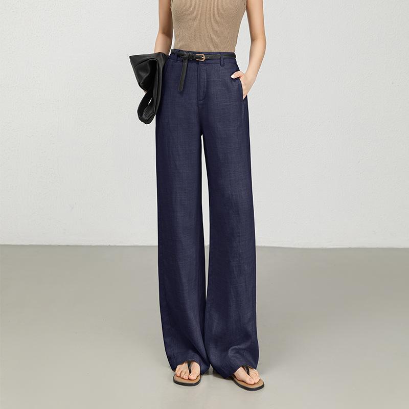 Cool Lyocell Tencel Linen Wide Leg Pants Women's Summer Thin Linen Old Money Style Loose High Waist Straight Pants