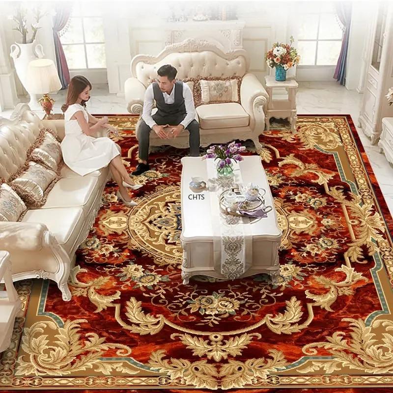 European Retro Large Rugs for Living Room Home Decoration Luxury Bedroom Carpet Washable Sofa Table Mat High-end Cloakroom Rug