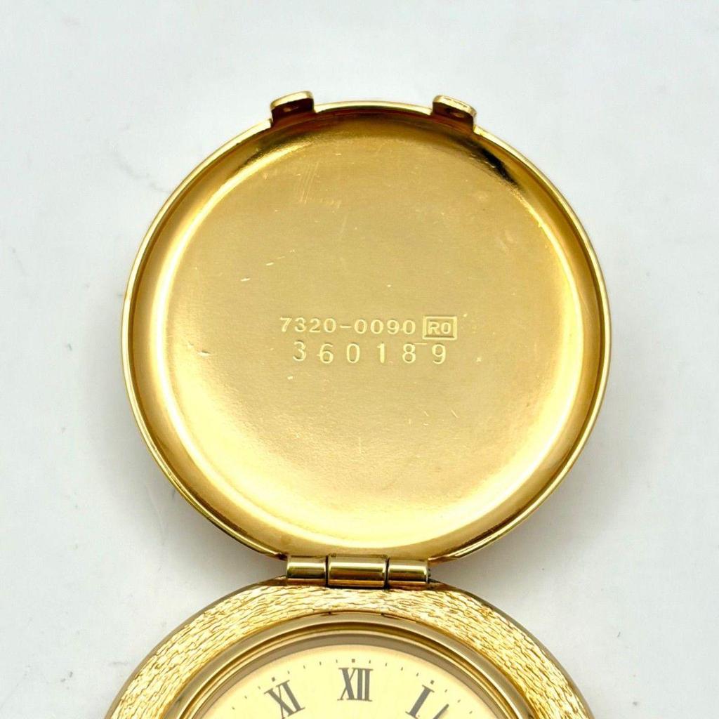 Used [Beautiful/New Battery] SEIKO Pocket Watch Gold Roman 7320-0090 360189