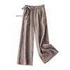 New Drapey Cotton-Linen Wide-Leg Cropped Pants 2026 Spring/Summer Loose High-Waisted Thin Straight-Leg Casual Pants