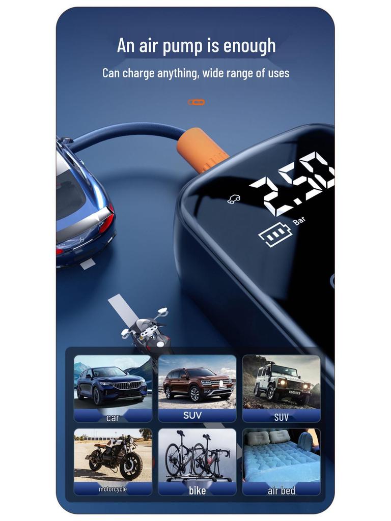 Electric Car Air Pump with Auto Stop