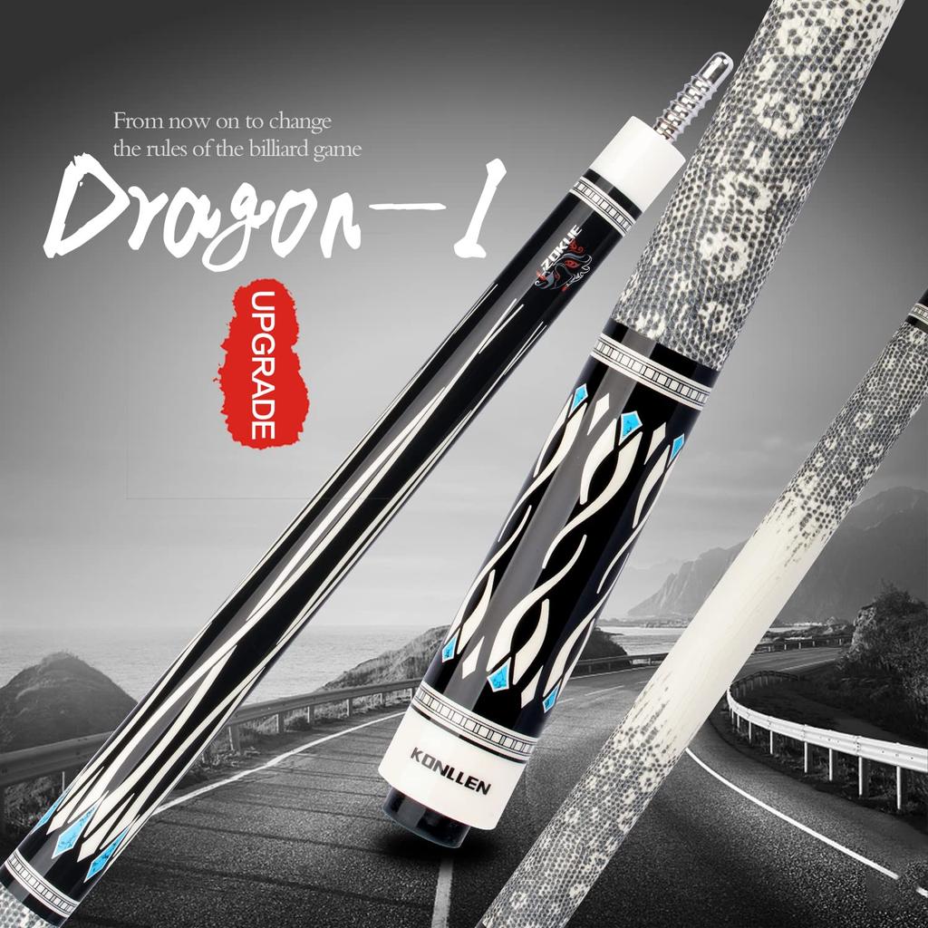 KONLLEN Pool-Queue, 147 cm, Billardqueue, Queueköpfe 10,5 mm, 11,5 mm, 12,5 mm, XTC-Ferrule, Verlängerung, Queuetasche