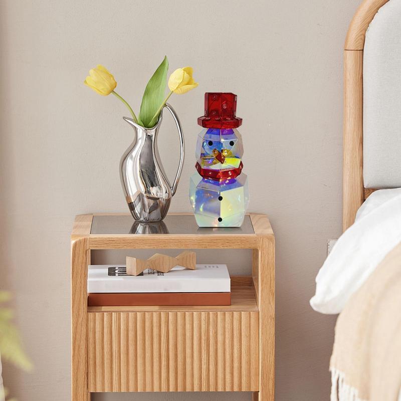 Light Up Christmas Snowman Snowman Figure Night Light Prism Effect Novelty Lighting Statue Indoor Desk Lamp For Study Room