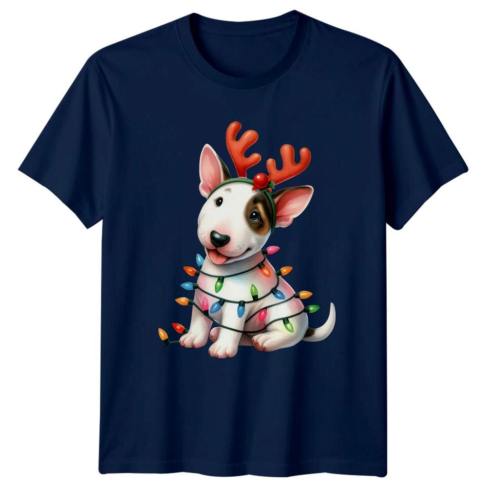 Christmas Puppy Reindeer Antlers Holidays Unisexs Unisexs Graphic Tee