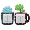2 Pack Electric Switch Wall Stickers for Boys and Girls Bedroom, Hibiscus Snow Lotus + Winter Beauty
