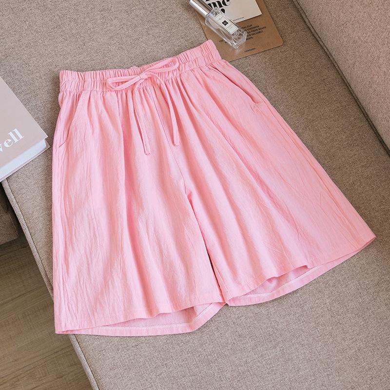 Zomer Katoen Linnen Shorts Dames Sportschool Workout Shorts Effen Kleur Casual Basic Korte Broek Hoge Taille Shorts Sport