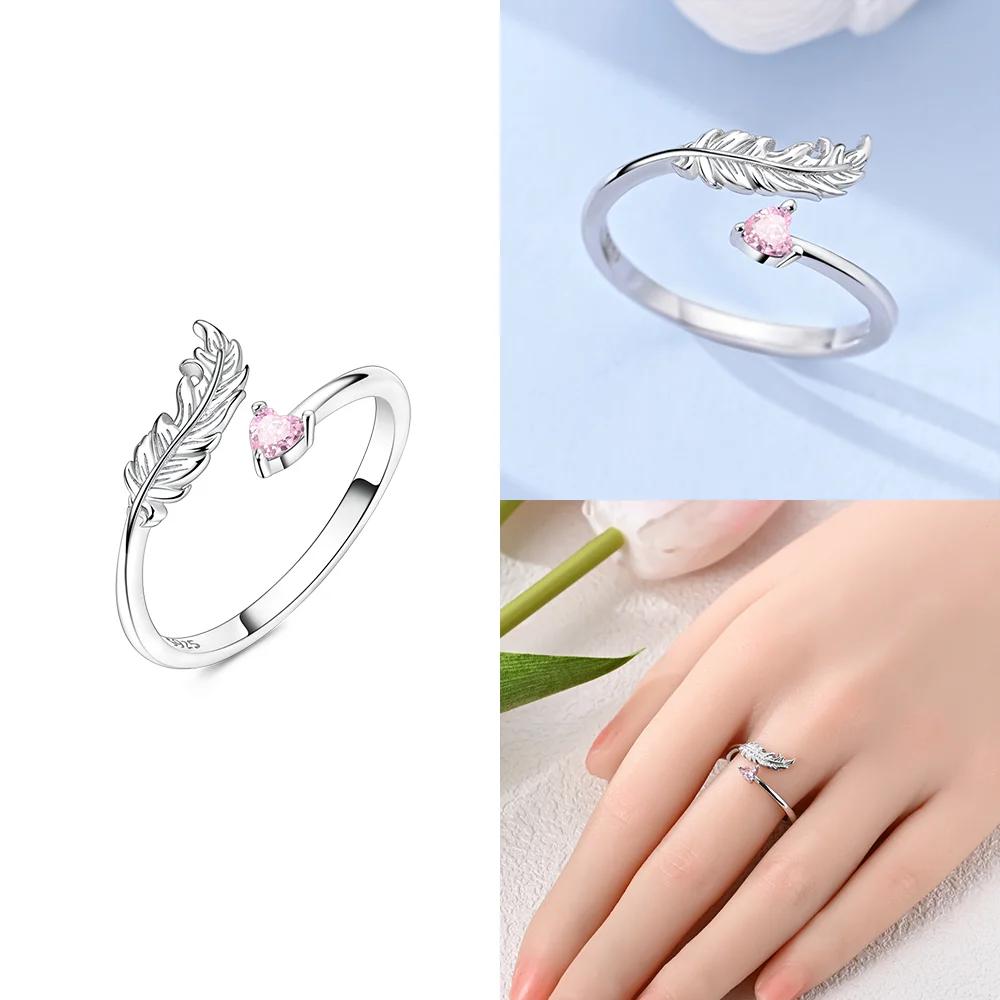 

Orginal copper Pink Bow Heart Open Ring Blue Zircon Mushroom Woman Free Size Ring Jewellery Delicate Gift Set for Girlfriend