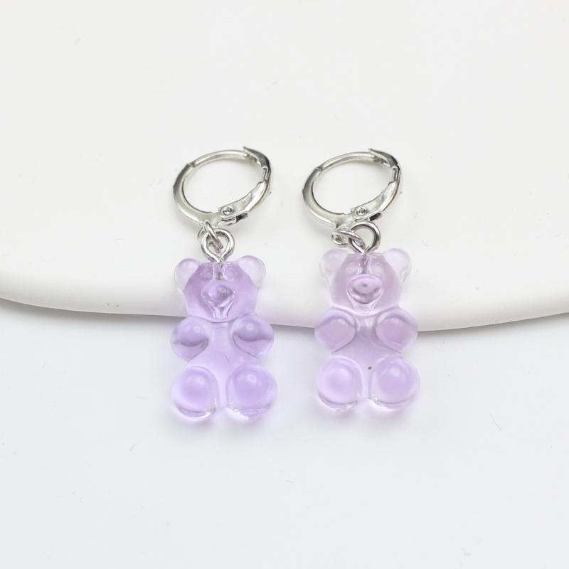 11 Candy Colors Resin Bear Drop Earrings for Women Korean Simple Creative Transparent Brincos Jewelry Birthday Gift