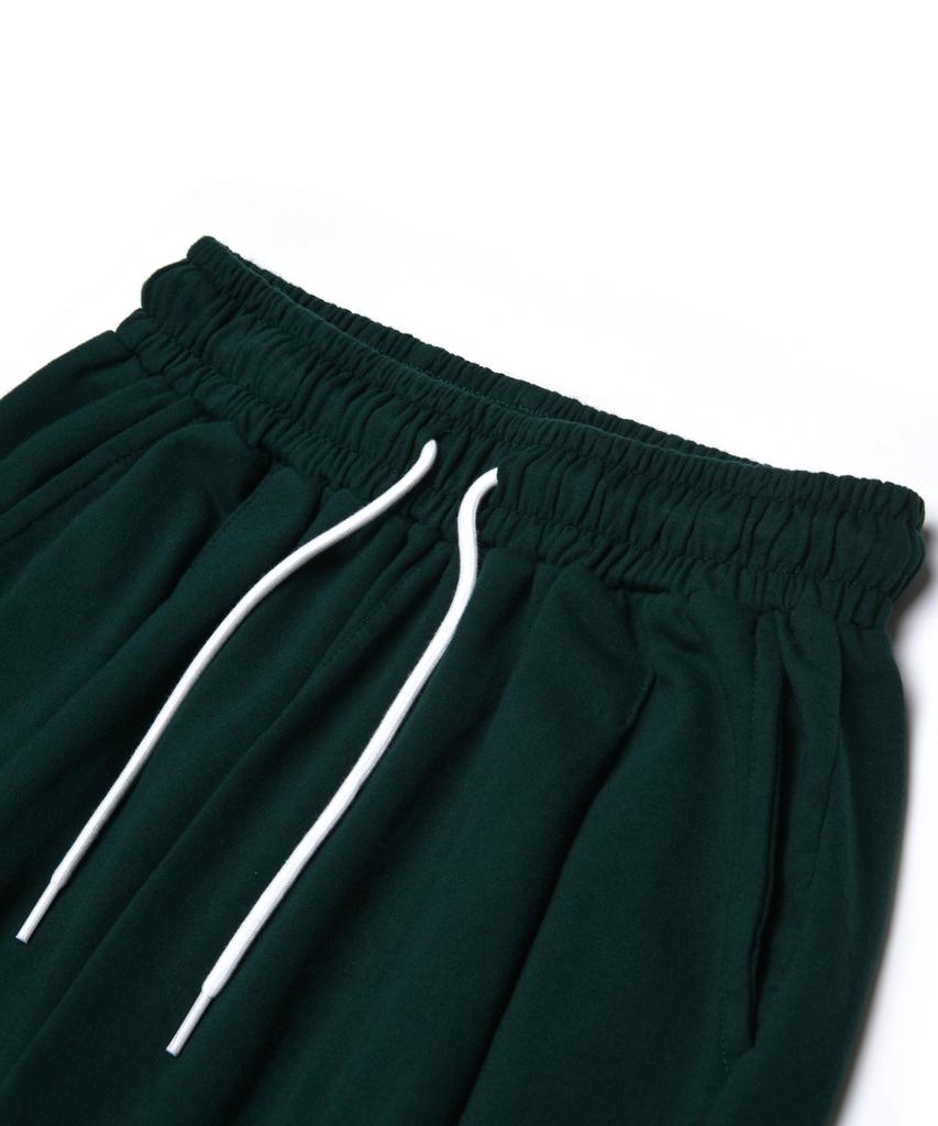 A Note Cutoff Wide Half Sweatpants Deep Green