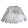 Girls' Cartoon Lace Trim Long-Sleeve T-shirt - Autumn Fashion Casual Top, Versatile Children's Clothing for Age 3