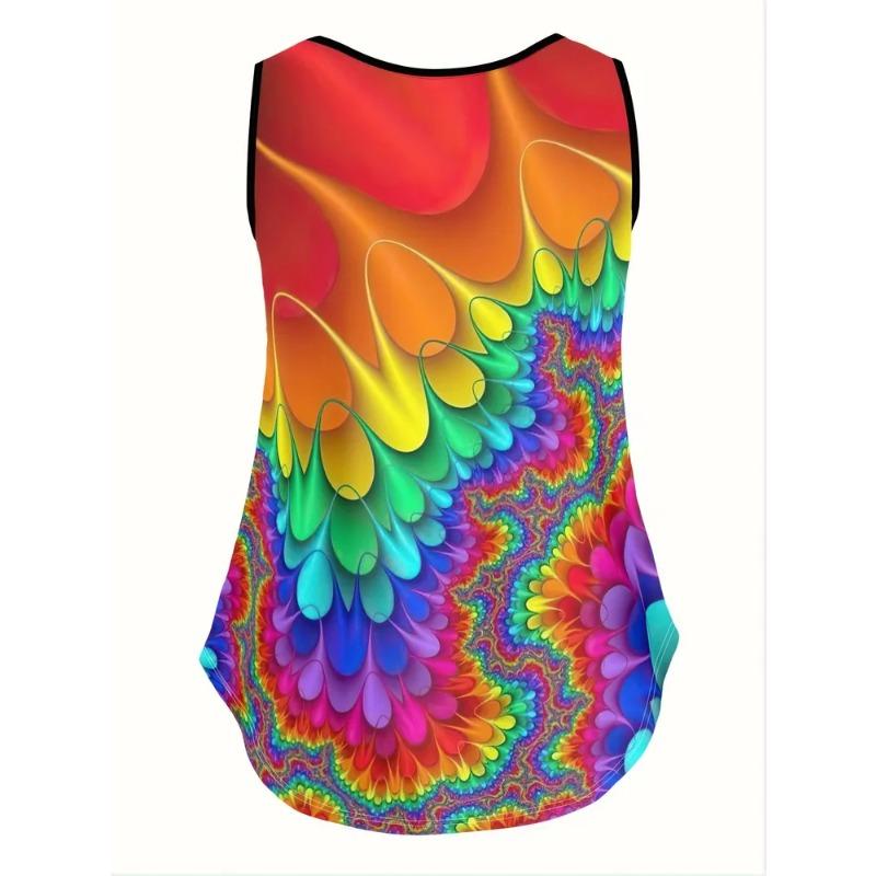 Summer Women's Sleeveless Colorful Cute Print Vest Comfortable Soft Loose Fashionable Versatile Vest