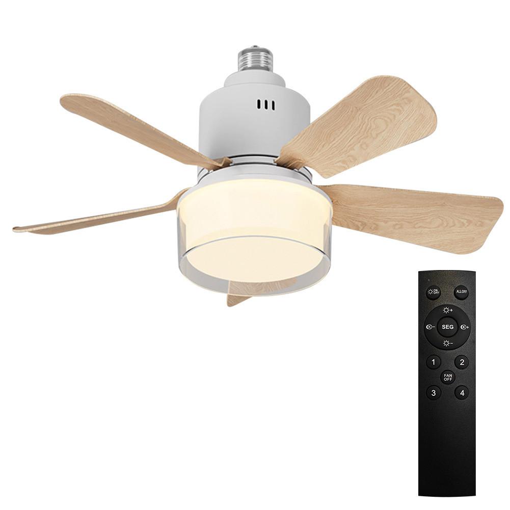 E27 Socket Fan Lamp Living Room Bedroom Dimmable RGB lighting Ceiling Fan Three Wind Speed Electric Ceiling Fan Light