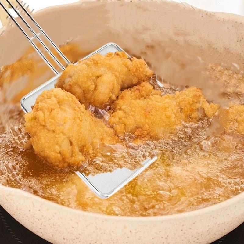 Colino quadrato in acciaio inossidabile Schiumarola Mestolo Per Cucinare Friggere Gadget da Cucina Colino a Rete Colapasta Cucchiaio a Rete Fine