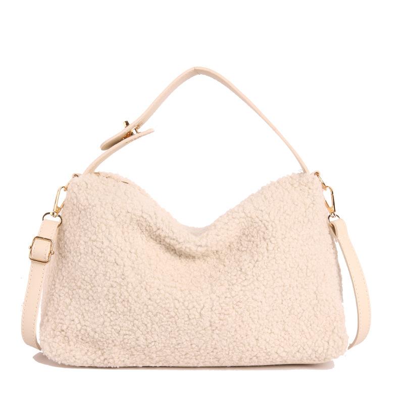 Lamb Wool Bag Women S Fashion Retro Shoulder Messenger Bag Niche Design Tote Bag
