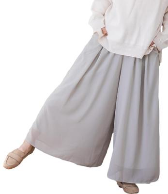 Pantalon gaucho chic en mousseline avec poches Mouton Doux, élégant, (JP, Alphabet, M, Greige)