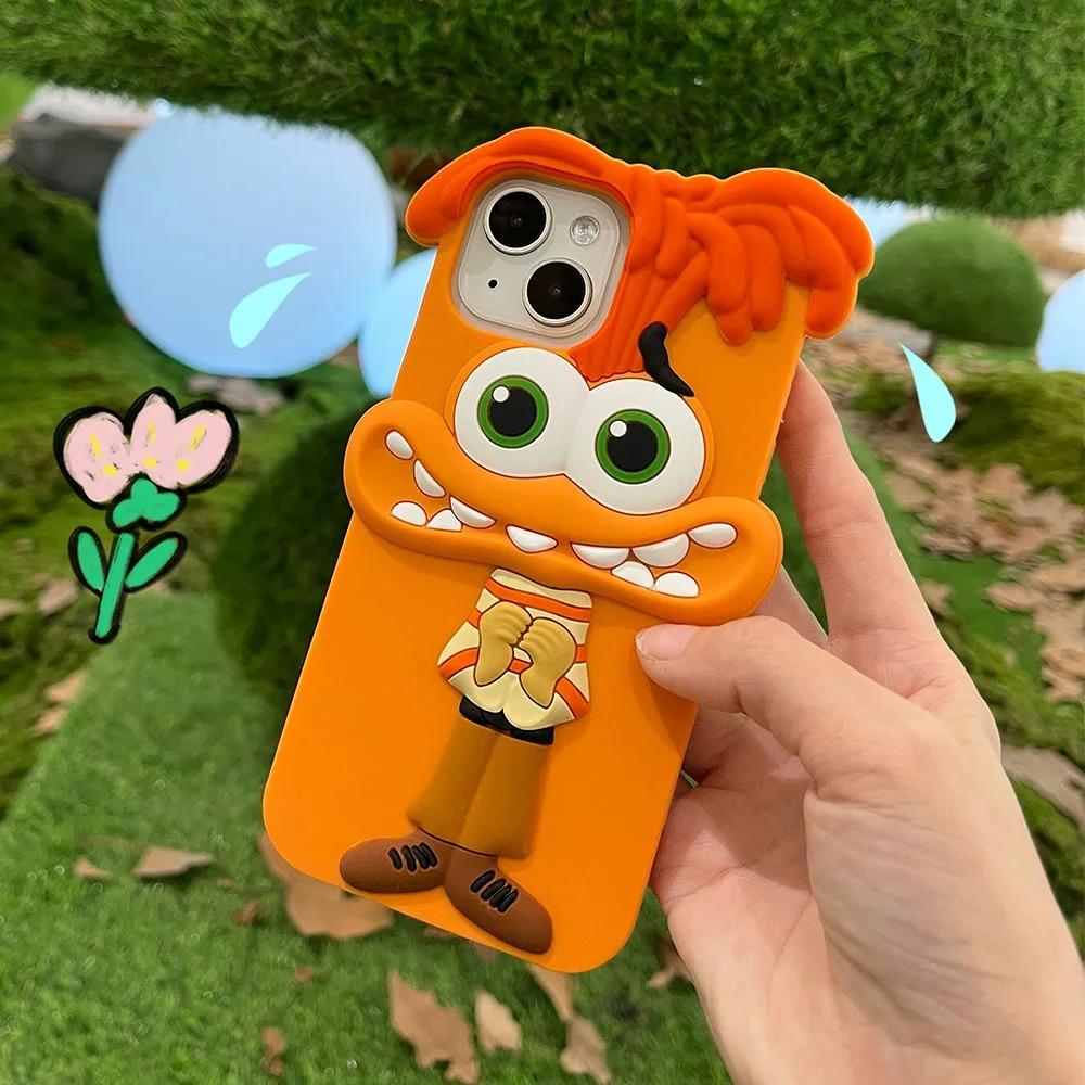

3D Cartoon Cute Inside Out 2 Stereoscopic Phone Case for 16 Pro Max 15 14 13 12 Pro Max Soft Silicone Back Cover Gift iPhone 14 Pro