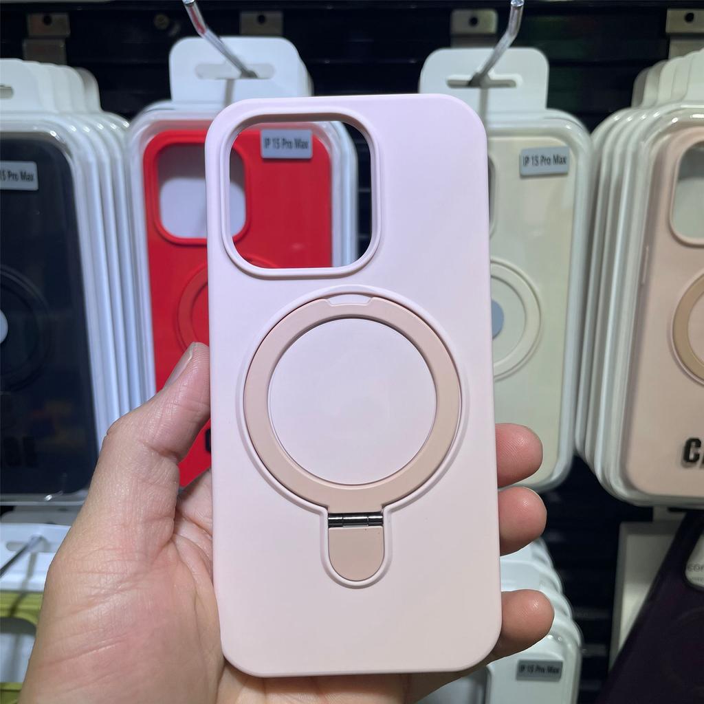 Applicable to Apple 15promax with magnetic bracket mobile phone case liquid silicone iPhone17 with fulcrum protective case