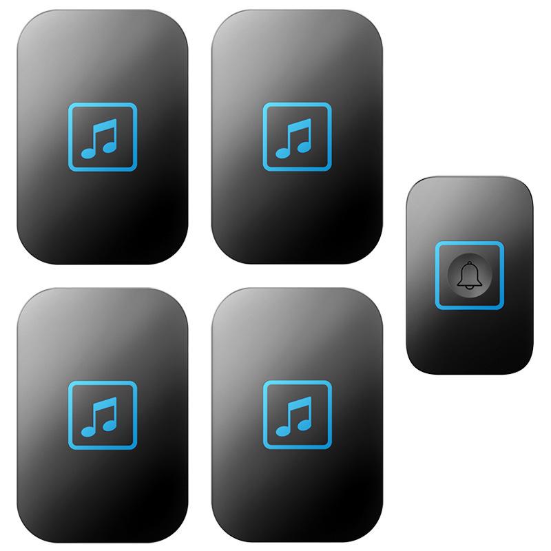 Smart Wireless Doorbell with Four Wireless Pagers and Electronic Music for Home Use чёрный