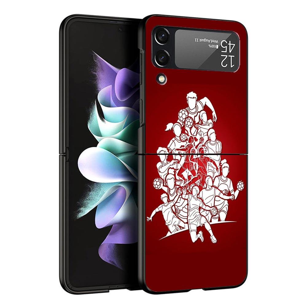 

Handball Sport Black Phone Case For Samsung ZFlip7 ZFlip6 ZFlip5 ZFlip4 ZFlip3 5G Hard Protective Galaxy Z Flip 3 4 5 6 7 Cover Samsung Z Flip 3