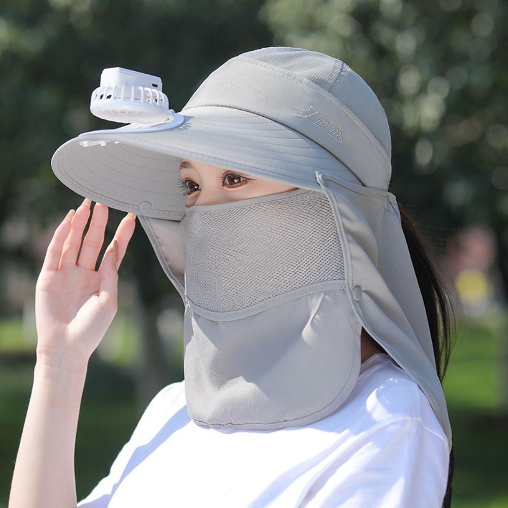 Hut mit breiter Krempe zum Teepflücken, atmungsaktiver Sonnenschutzhut, tragbare Gesichtsmaske, Herren Damen