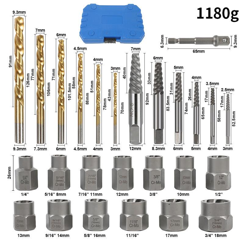 26-Piece Damaged Screw and Nut Extractor Set
