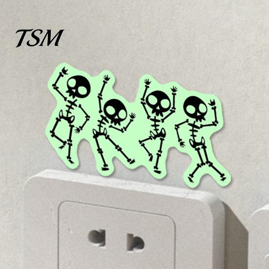 Spooky Room Decorations for Kids Halloween Light Switch PVC Sticker, Glow in The Dark Skeleton No Residue Wall Stickers Decal, Luminous Sticker Living