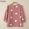 ZANZEA Polka Dot Print Summer Casual 3/4 Sleeve Women Blouse