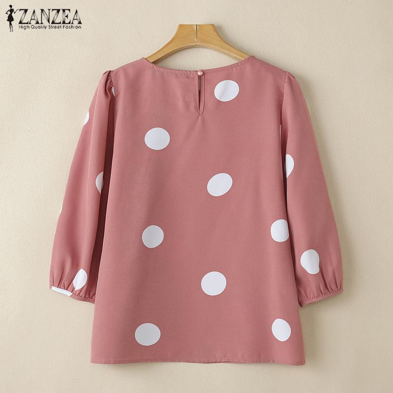 ZANZEA Polka Dot Print Summer Casual 3/4 Sleeve Women Blouse