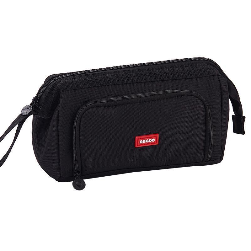 

Large Capacity Pencil Bag Double-layer Canvas Pen Case Multifunction Portable Stationery Storage Bag Students School Supplies чёрный