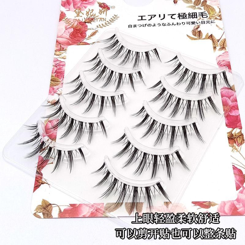 Lashie - Set of 5 Pairs: Spikey Clear Band False Eyelashes