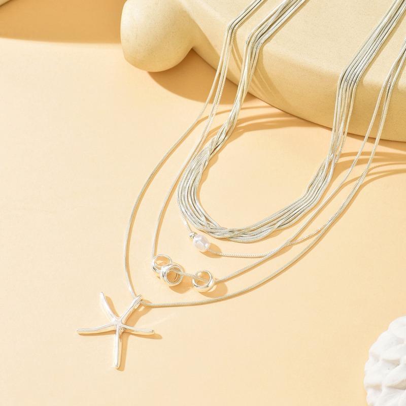 Starfish Multi-layer Necklace Cool Jewelry Women's Versatile Retro Niche Nklce Neck Chain Accessories