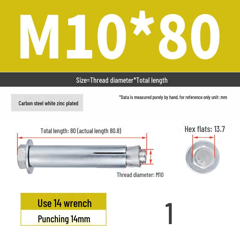 Galvanized External Hex Internal Expansion Bolt Set - M6/M8/M10/M12
