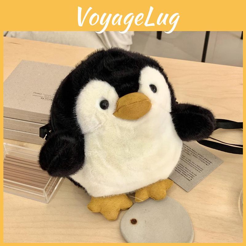 Plush Penguin Kids Shoulder Bag With Soft Fabric Cute Animal Design For Daily Use