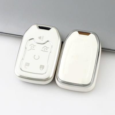 5/6 Buttons Silver Edge for GMC Terrain Yukon Chevrolet Suburban Tahoe TPU Car Smart Key Case Protector Cover Keyless Auto Accessories