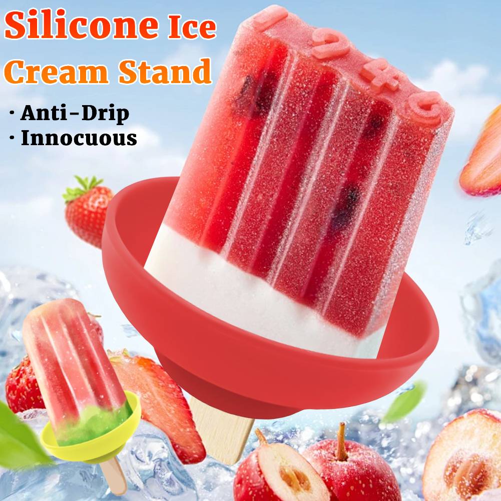 5Pcs Summer Drip Free Popsicle Rack Reusable Portable Popsicle Protector for Kid Ice Cream Silicone Anti-Drip Ice Cream Bracket