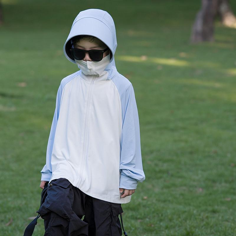 Children's sunscreen clothing 1011 new summer ice silk light boys and girls baby brim removable sunscreen clothing jacket